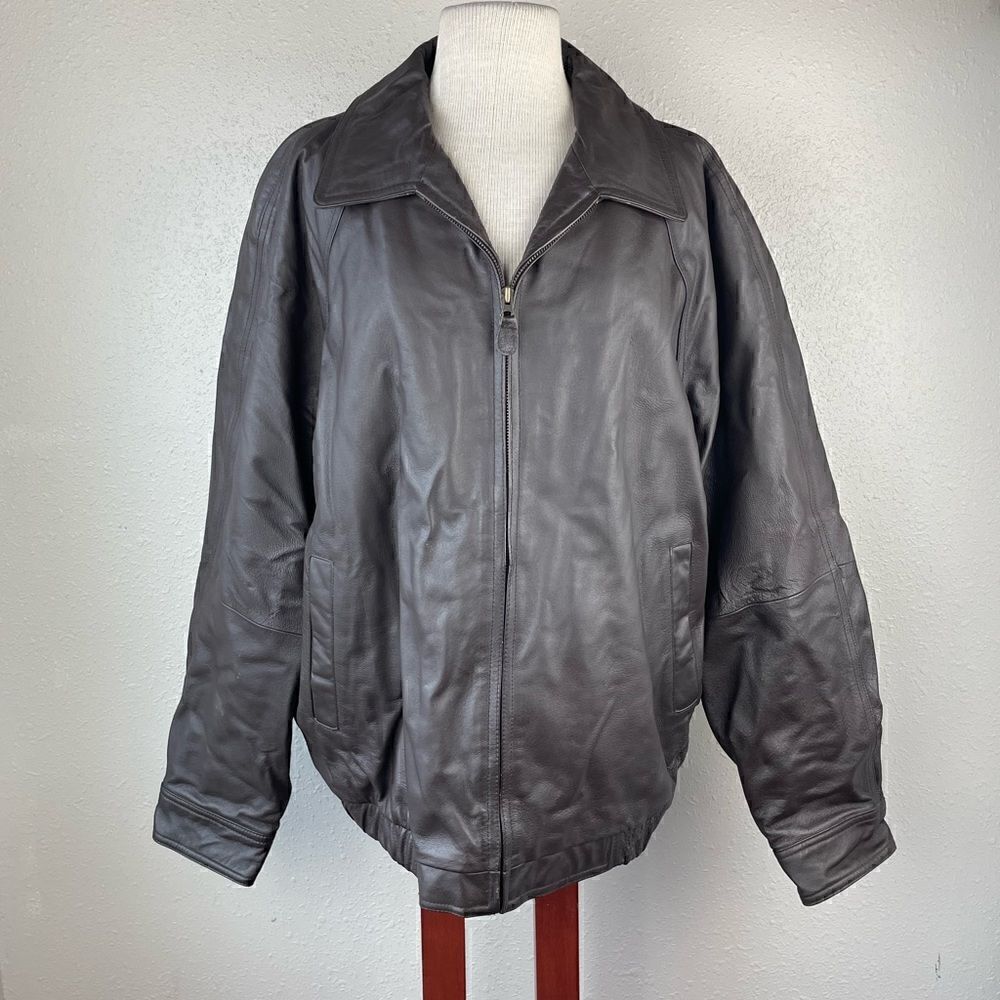 St. John’s Bay Brown Leather Jacket Size XL EUC